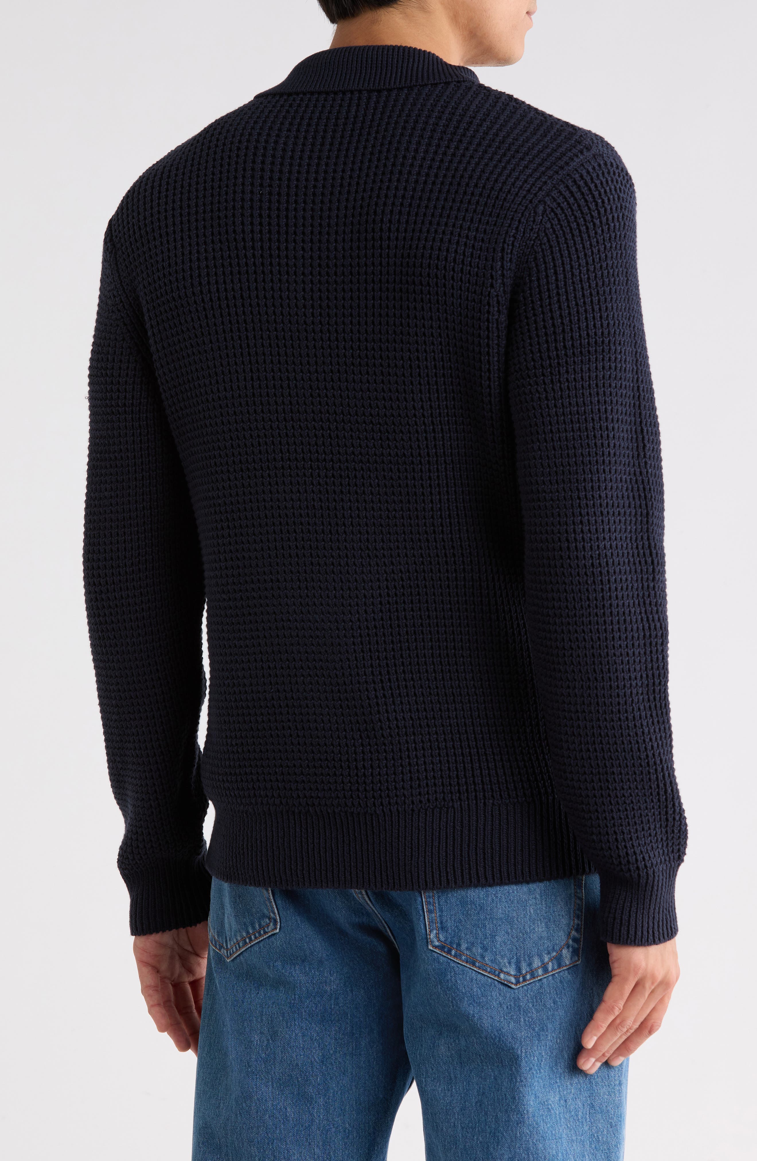 Baldwin Waffle Long Sleeve Sweater Polo