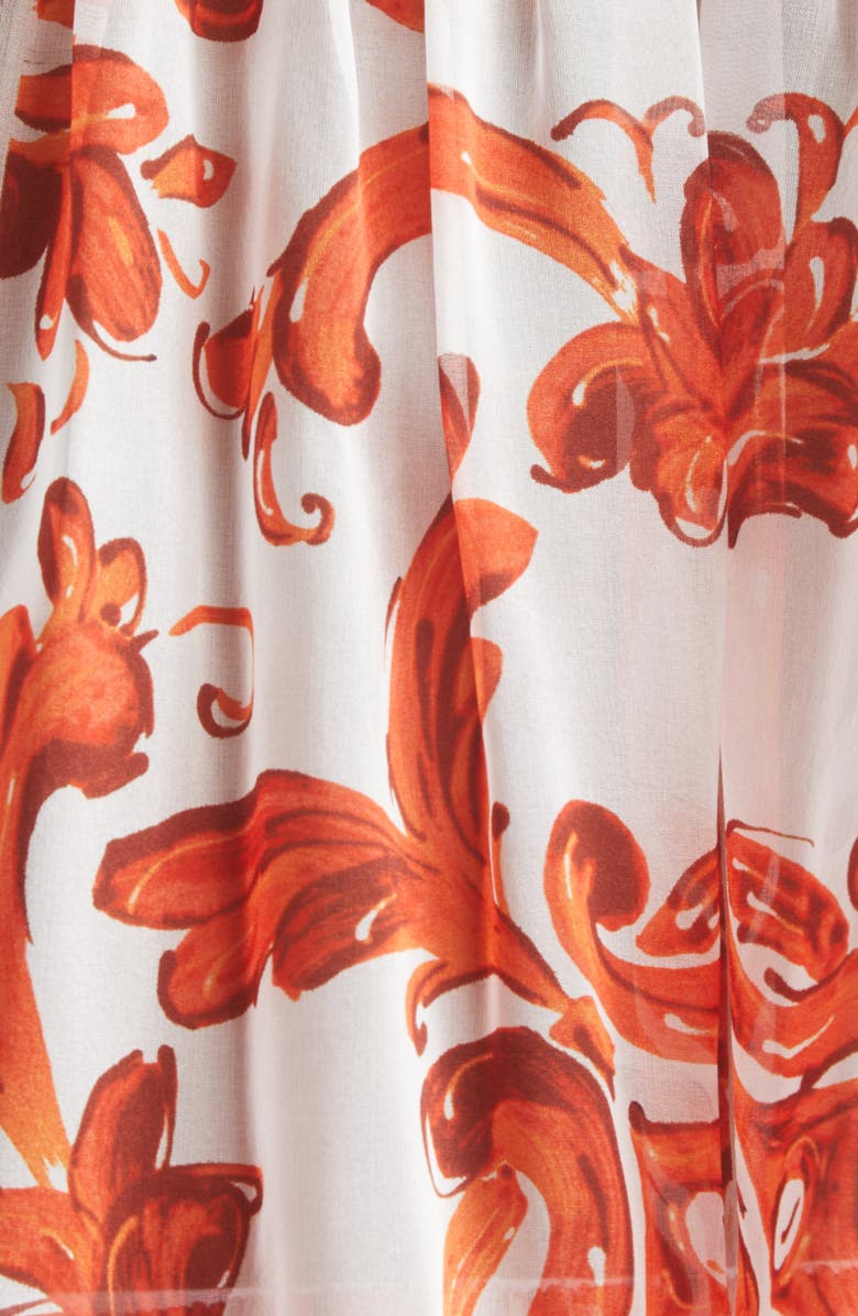 Dolce&Gabbana Majolica Print Off the Shoulder Chiffon Top, Alternate, color, S9000 Variante Abbinata