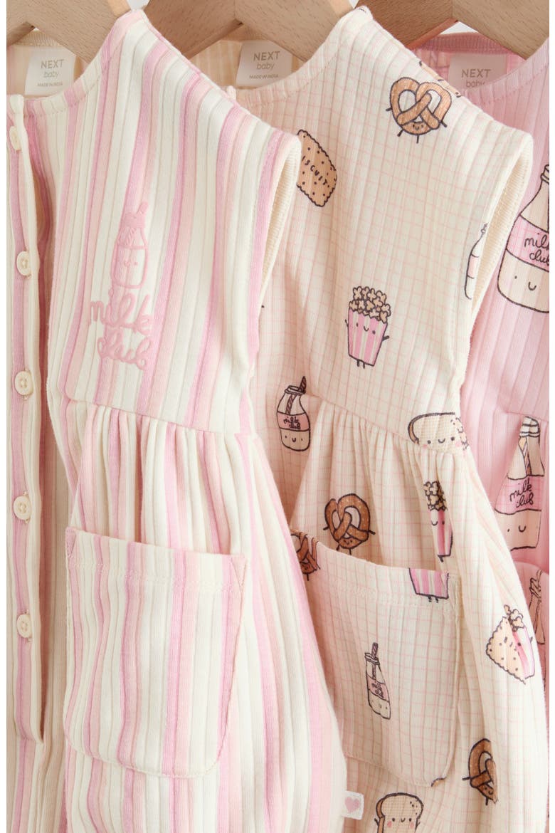 3-Pack Milk Club Rompers, Alternate, color, PINK