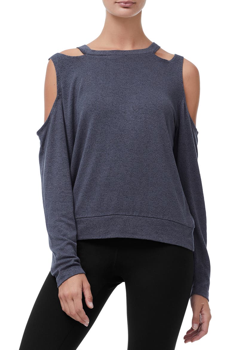 Cold Shoulder Tee, Main, color, CHARCOAL001