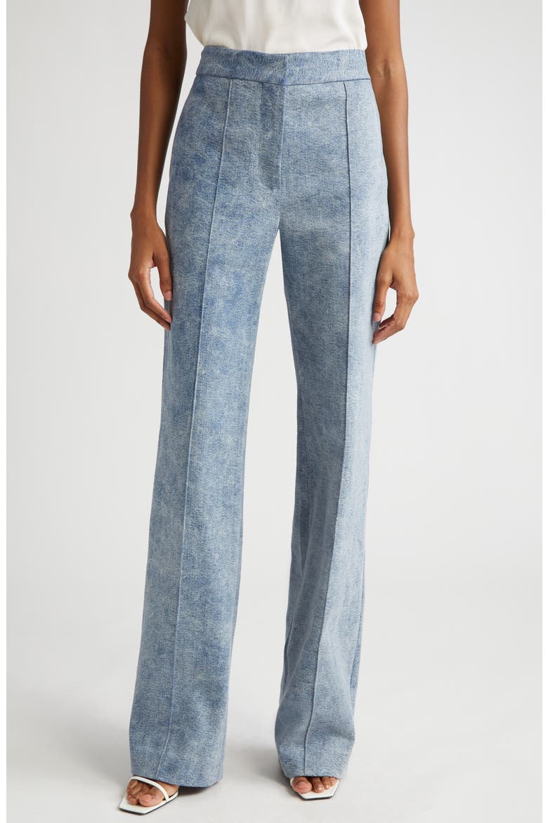 High Waist Pintuck Pleat Wide Leg Jeans, Main, color, ACID WASH BLUE
