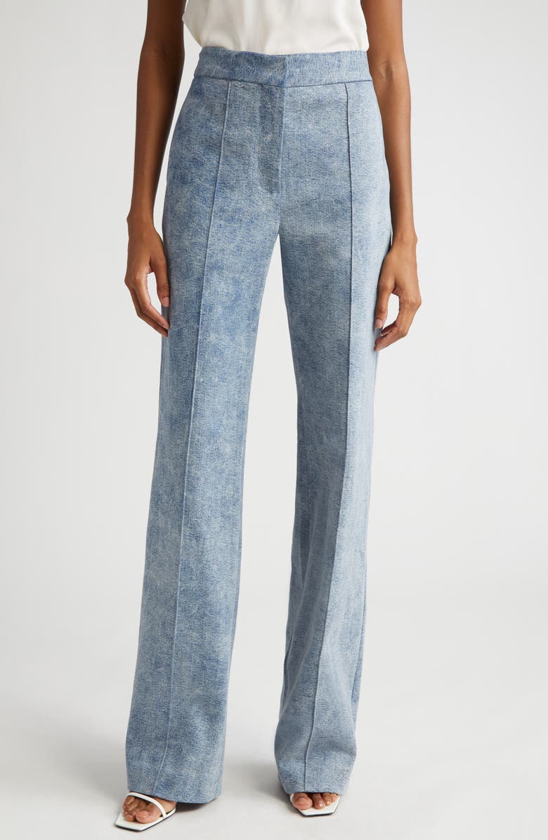 Adam Lippes High Waist Pintuck Pleat Wide Leg Jeans, Main, color, 