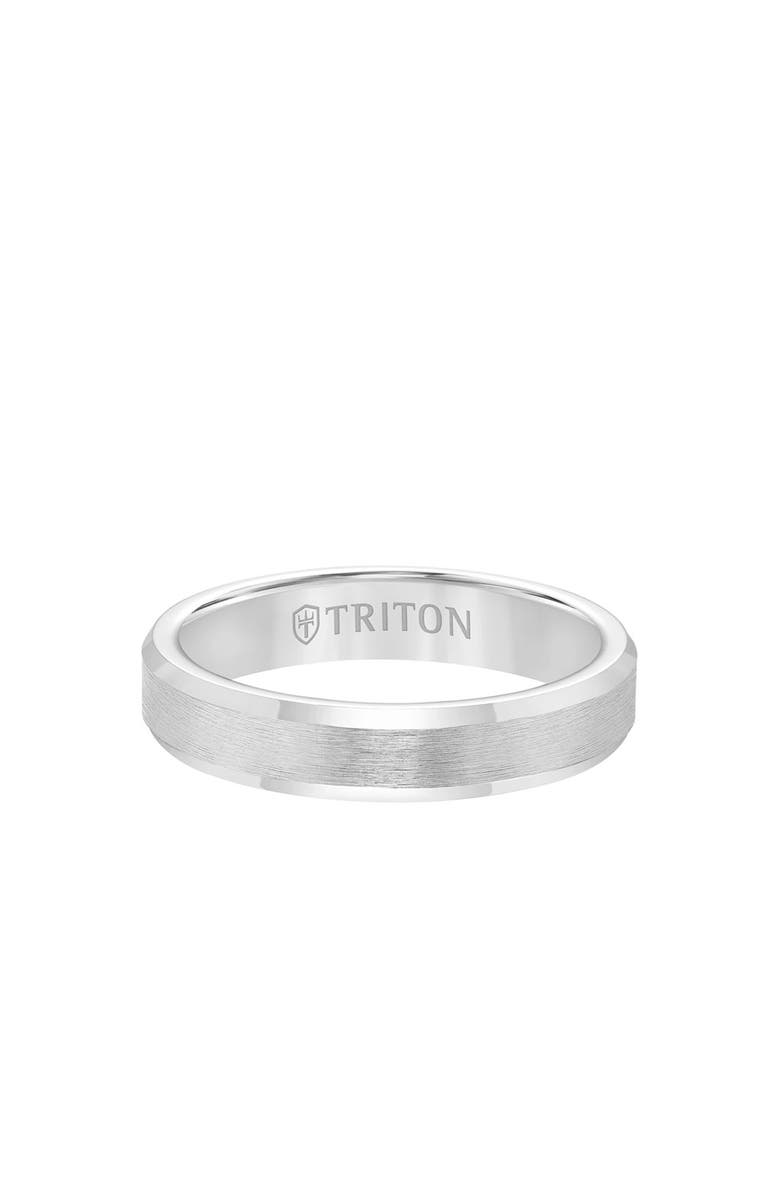 Triton 4MM Tungsten Carbide Ring with Brush Center Finish and Bevel Edge, Alternate, color, 