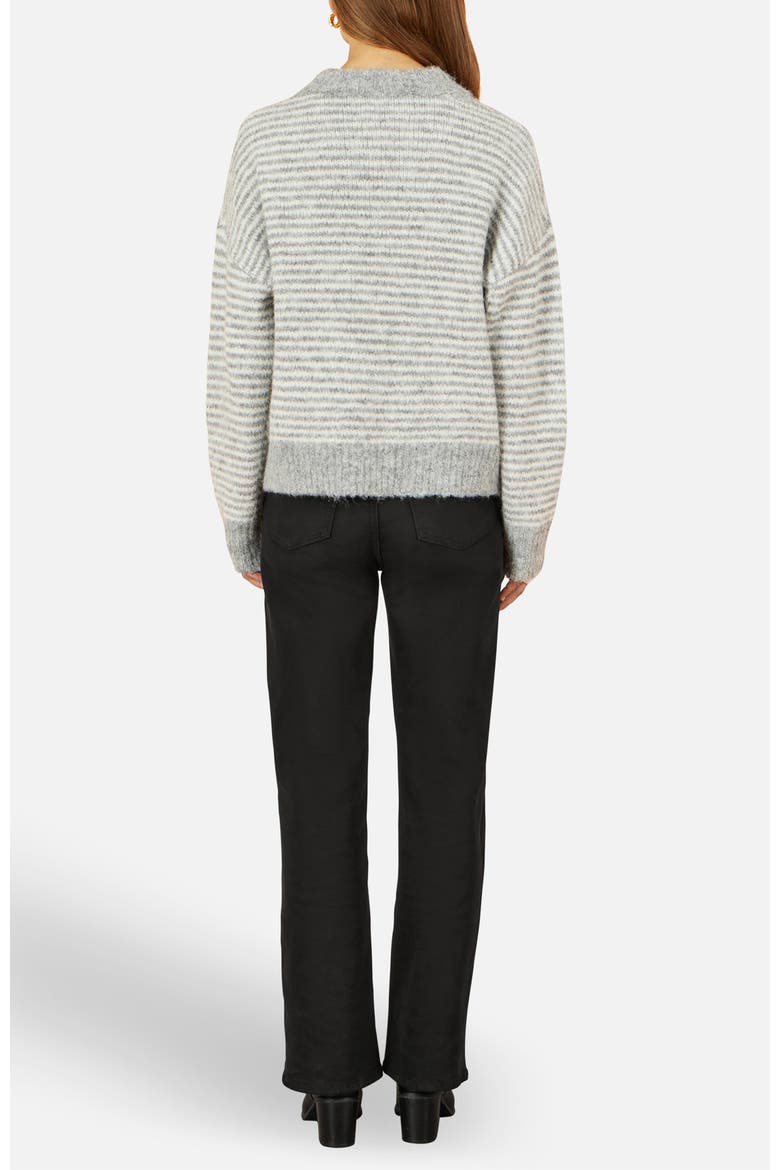 Striped Floral Applique Sweater, Alternate, color, Grey