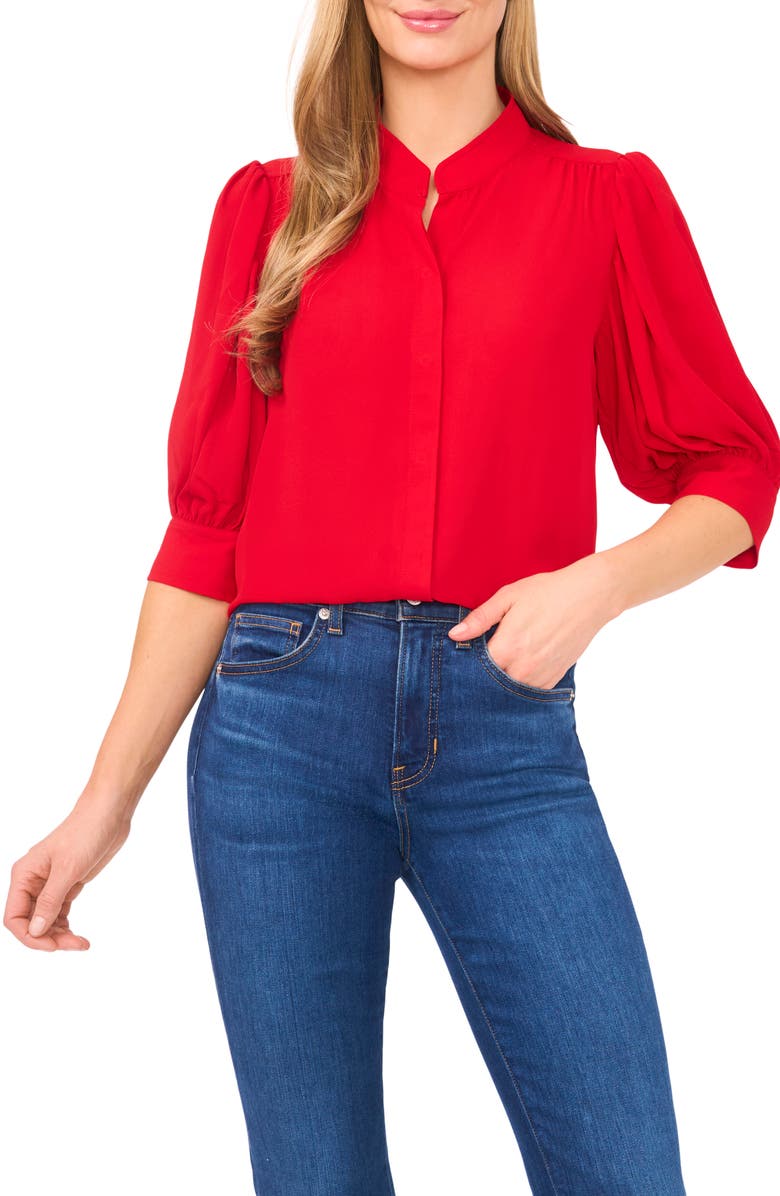 Puff Sleeve Button-Up Shirt