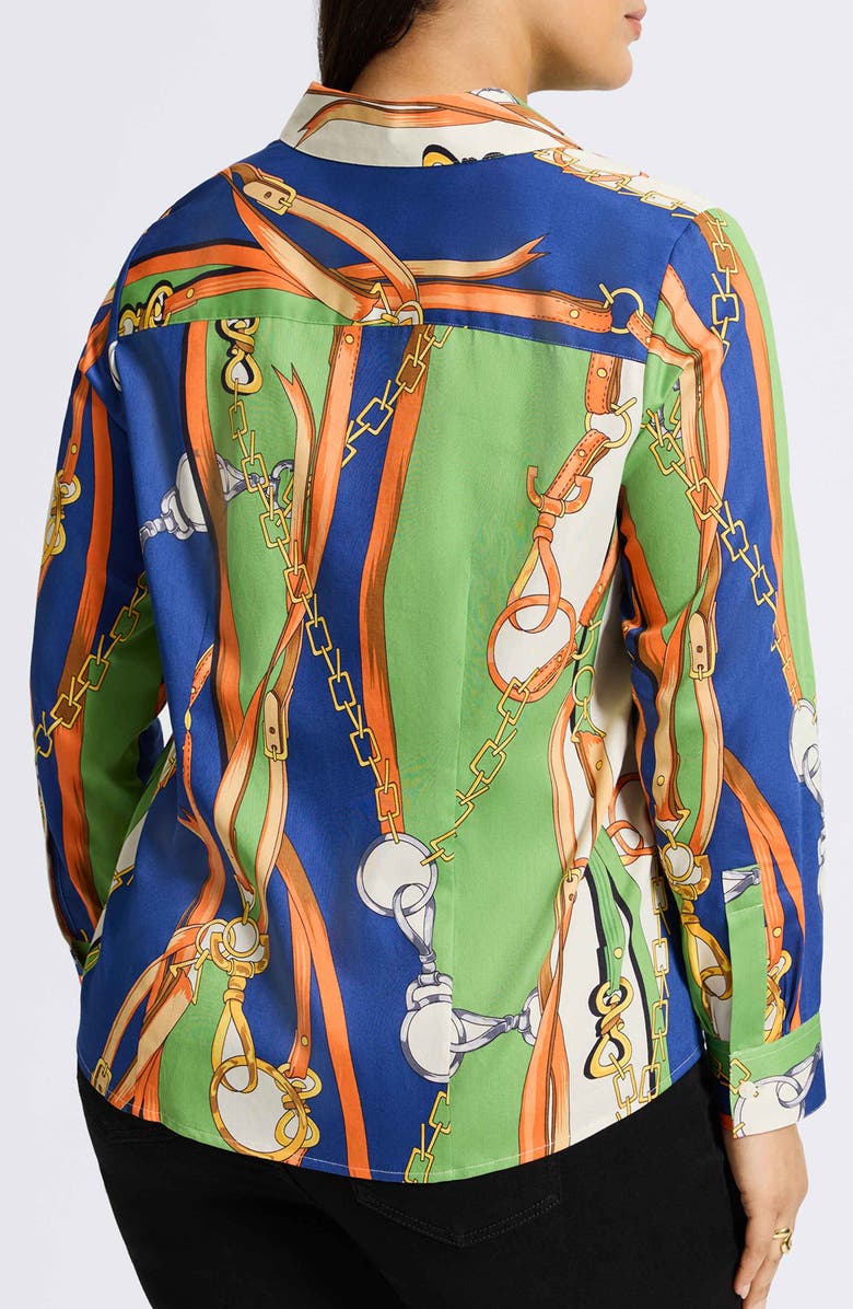 Foxcroft June Status Chain Cotton Button-Up Shirt, Alternate, color, Green Multi