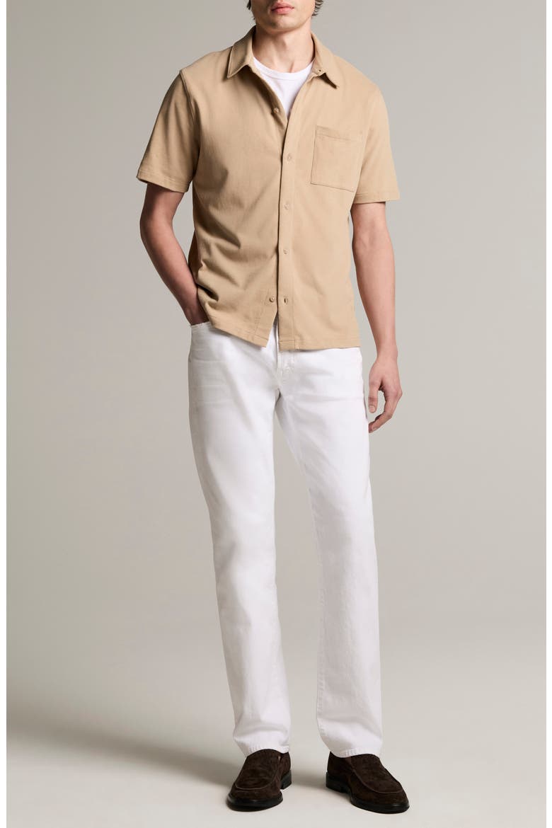 Sueded Jersey Short Sleeve Button-Up Shirt, Alternate, color, PECAN