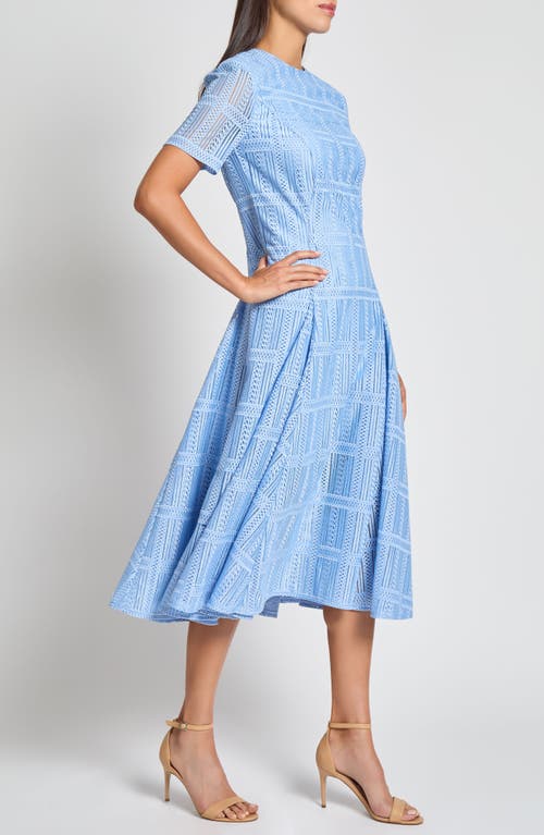 Misook Linear Lace Midi Dress In Arctic
