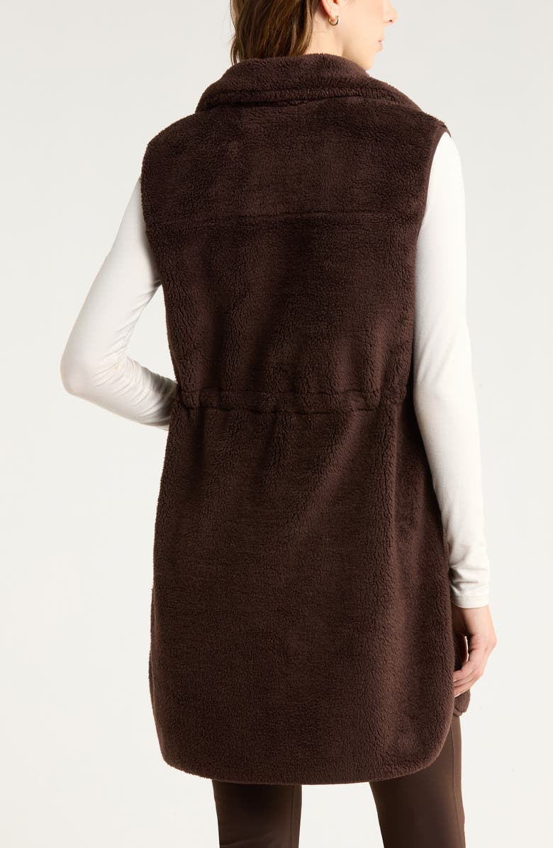 Zella Longline Faux Shearling Vest, Alternate, color, Brown Mole