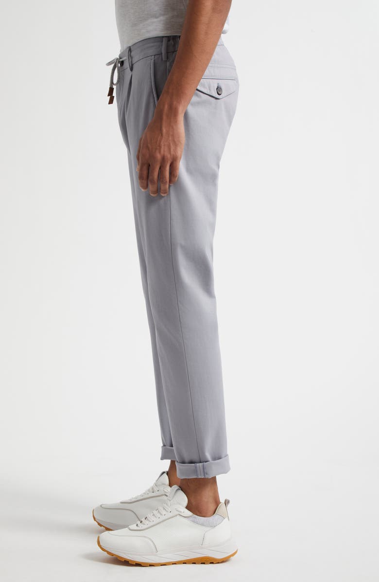 Eleventy Pleated Drawstring Waist Stretch Cotton Blend Pants, Alternate, color, 08 Denim