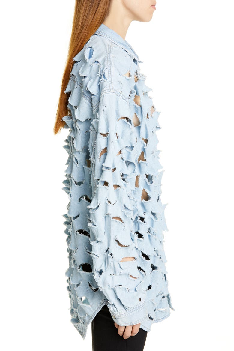Cutout Denim Shirt, Alternate, color, LIGHT BLUE