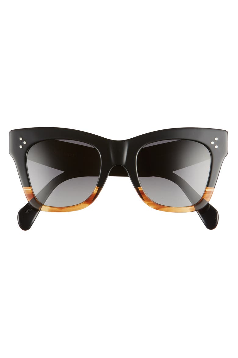 50mm Polarized Square Sunglasses, Alternate, color, MATTE BLACK/ SMOKE POLARIZED