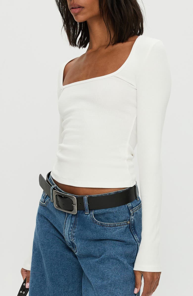 Princess Polly Baseline Square Neck Long Sleeve Crop Rib Top, Alternate, color, 