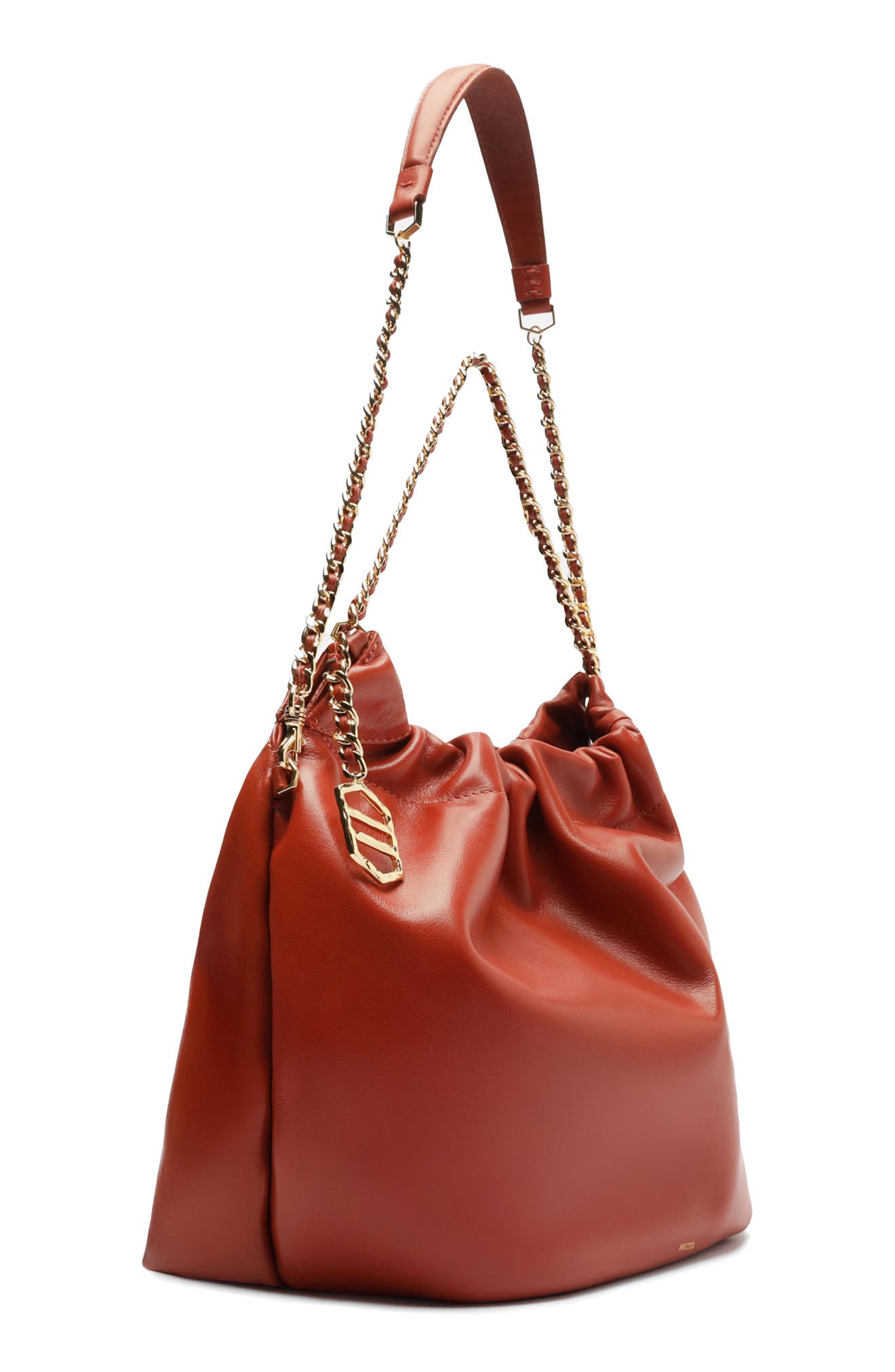 Medium Elizabeth Leather Bucket Bag, Alternate, color, ORANGE RED