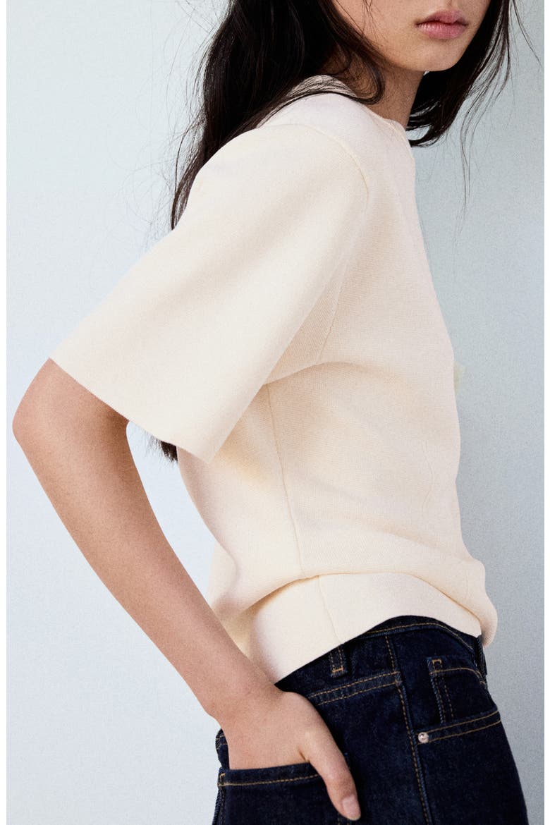 Short Sleeve Fine Knit Sweater, Alternate, color, ECRU