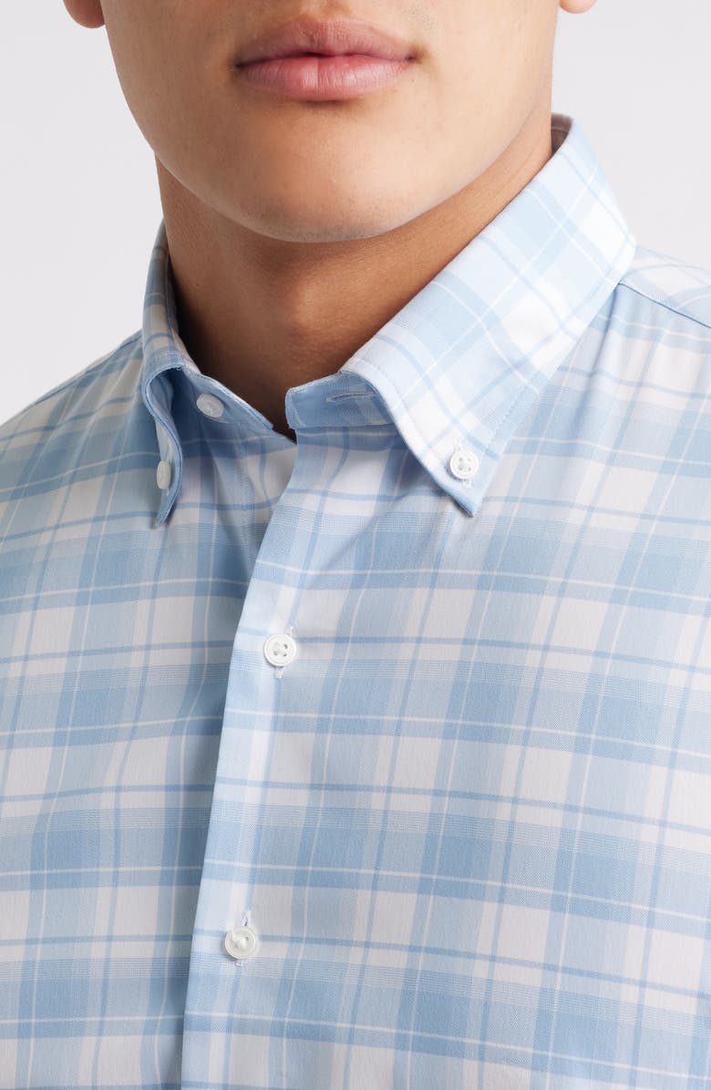 Peter Millar Plaid Stretch Button-Down Sport Shirt, Alternate, color, Ruddy Blue