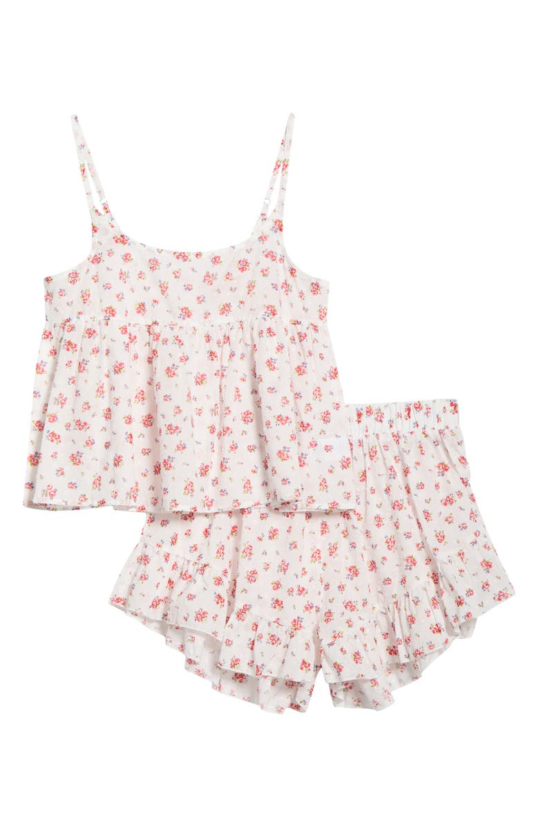 Papinelle Swiss Dot Cotton Short Pajamas, Alternate, color, Posy Floral
