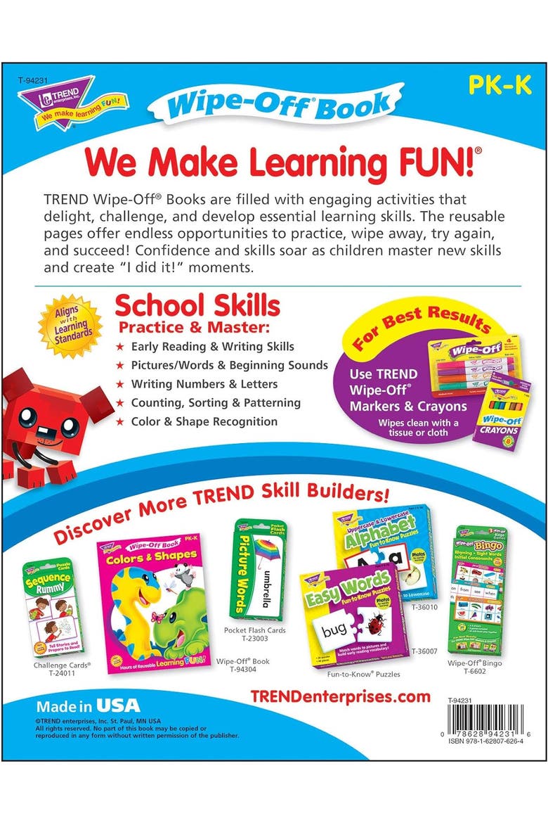 School Skills Reusable Book & Crayons, Multi, Alternate, color, Multicolored