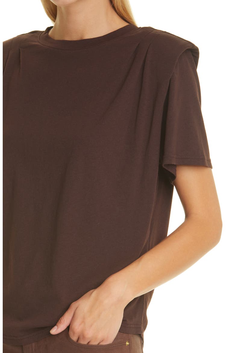 Padded Shoulder Cotton T-Shirt, Alternate, color, MAHOGANY