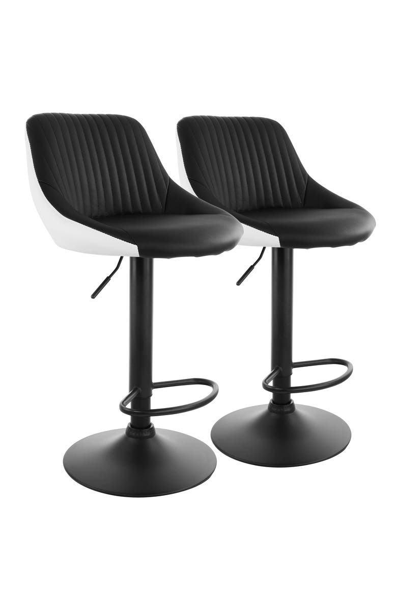 Elama 2 Piece Faux Leather Adjustable Bar Stool, Main, color, Black