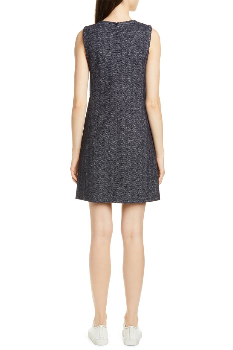 Vent Front Wool & Cotton Blend Shift Dress, Alternate, color, NAVY MULTI
