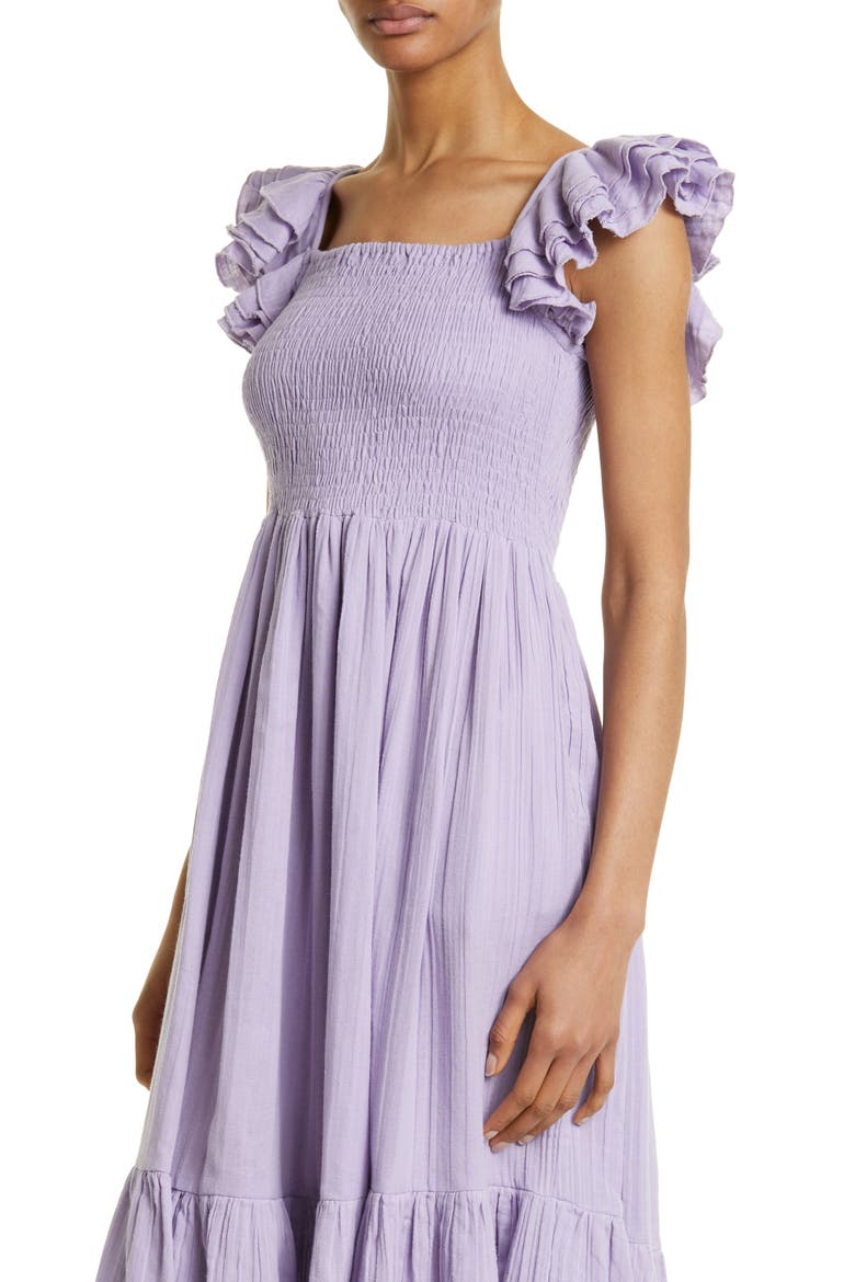 Olympia Smocked Midi Dress, Alternate, color, TAFFY DOUBLE GAUZE