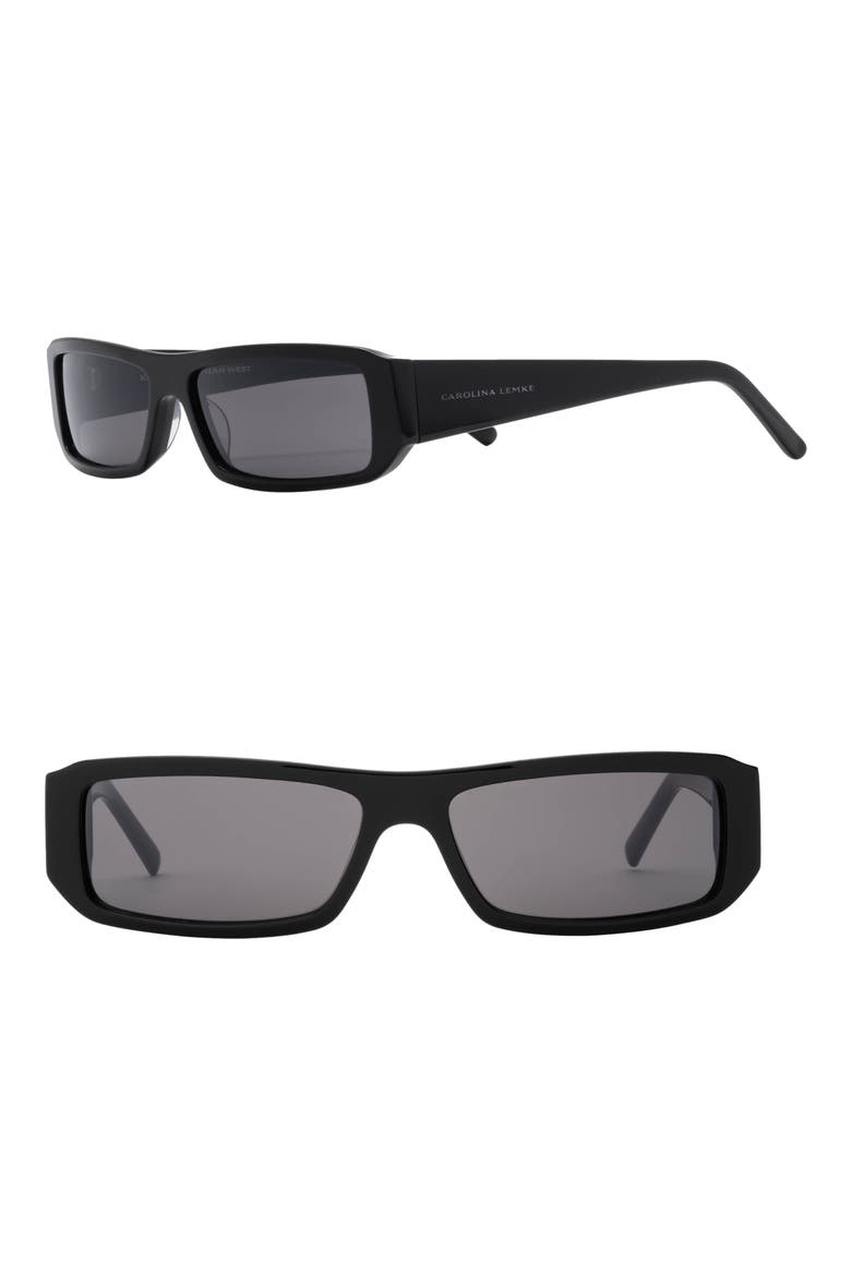 x KKW Dusk 55mm Rectangle Sunglasses, Main, color, BLACK SMOKE/ SMOKE