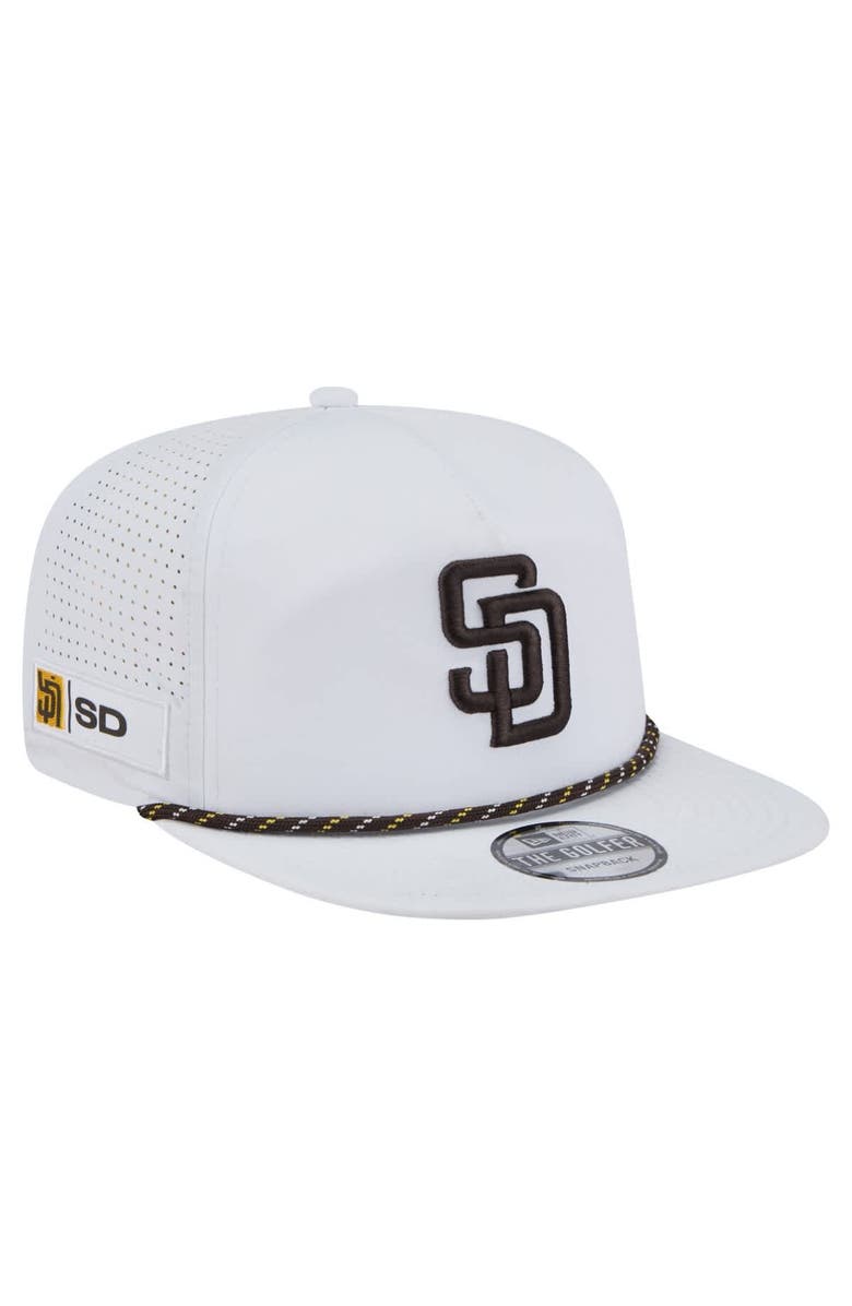 New Era Men's New Era White San Diego Padres Perforated Golfer Snapback Hat, Main, color, 