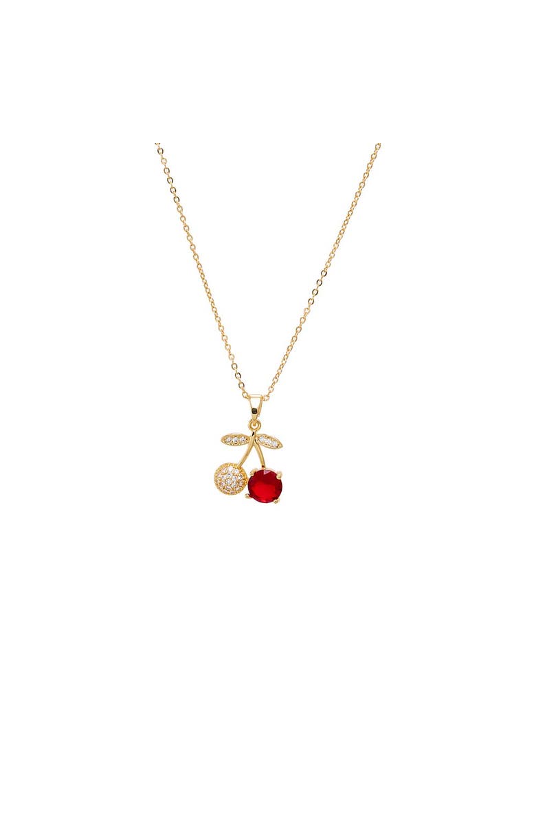 BY ADINA EDEN Pave/ Red Cherry Pendant Necklace, Main, color,