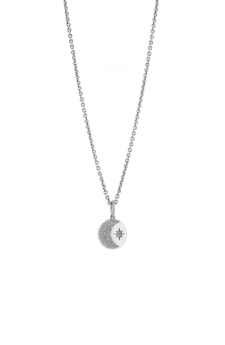Sheryl Lowe Pavé Diamond Crescent Moon Pendant Necklace, Main, color, 