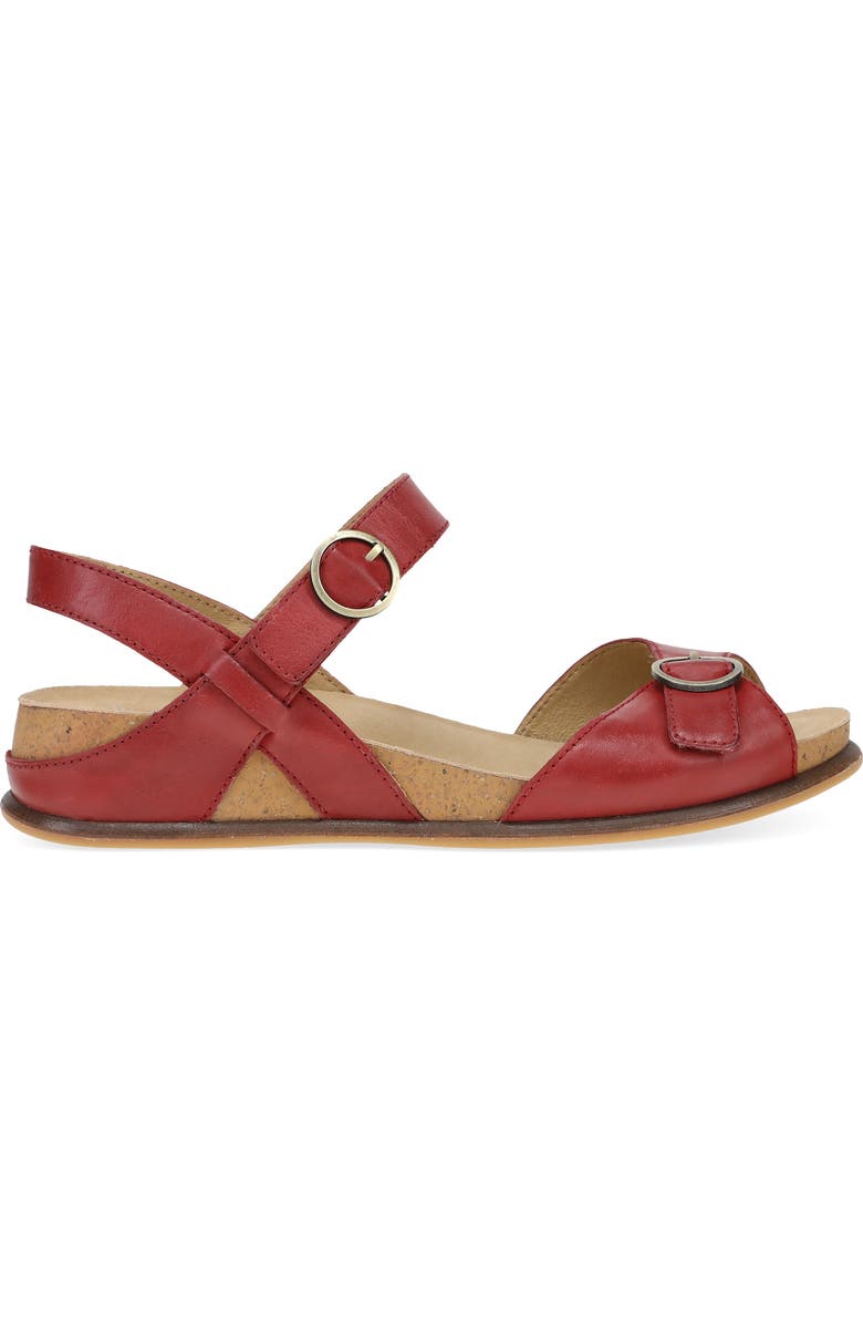 Dansko Candace Ankle Strap Wedge Sandal, Alternate, color, Red Burnished Nappa