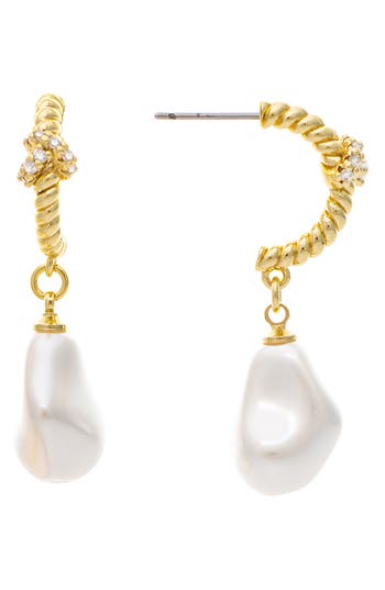 Rivka Friedman Cubic Zirconia & Mother-of-pearl Twisted Hoop Earrings