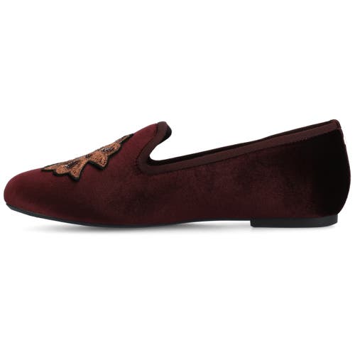 Birdies The Starling Loafer Velvet Embroidery In Burgundy