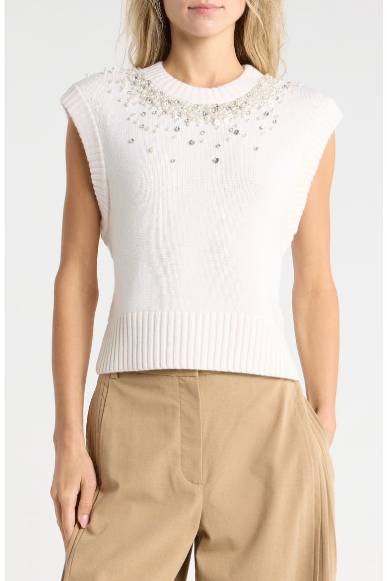 Candra Embellished Sweater Vest, Main, color, IVORY