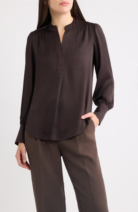 Pleat Front V-Neck Top