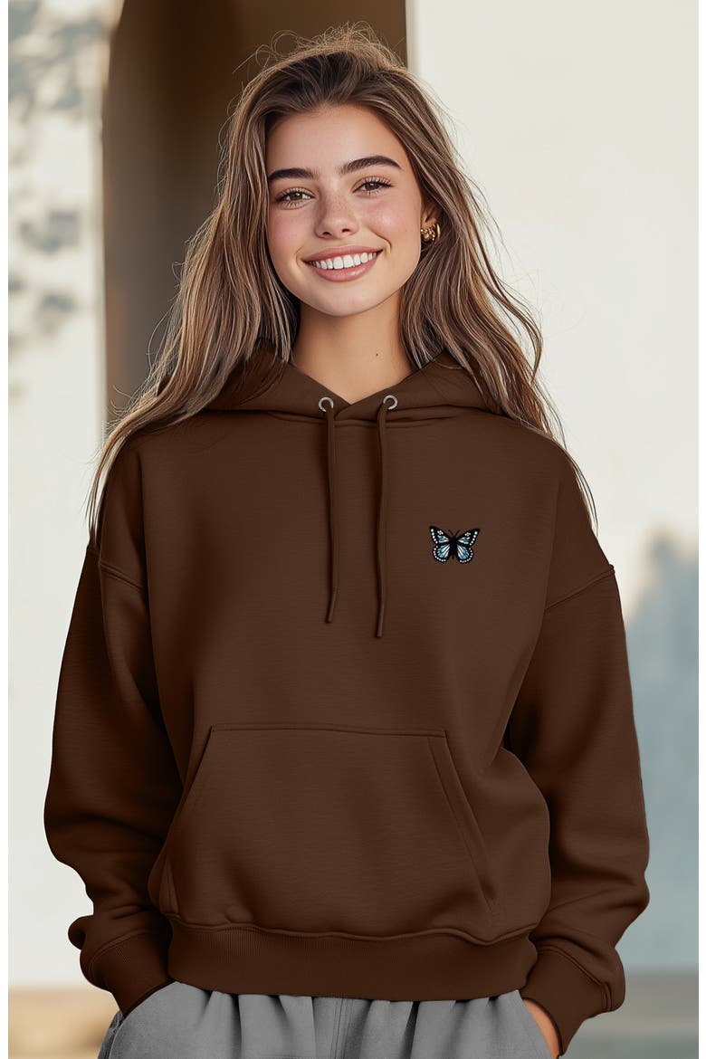 Womens Butterfly Midweight All Day Hoodie, Alternate, color, Chestnut