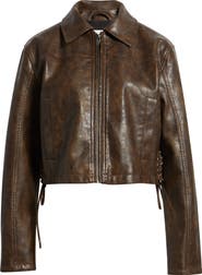 BP. Side Tie Faux Leather Moto Jacket