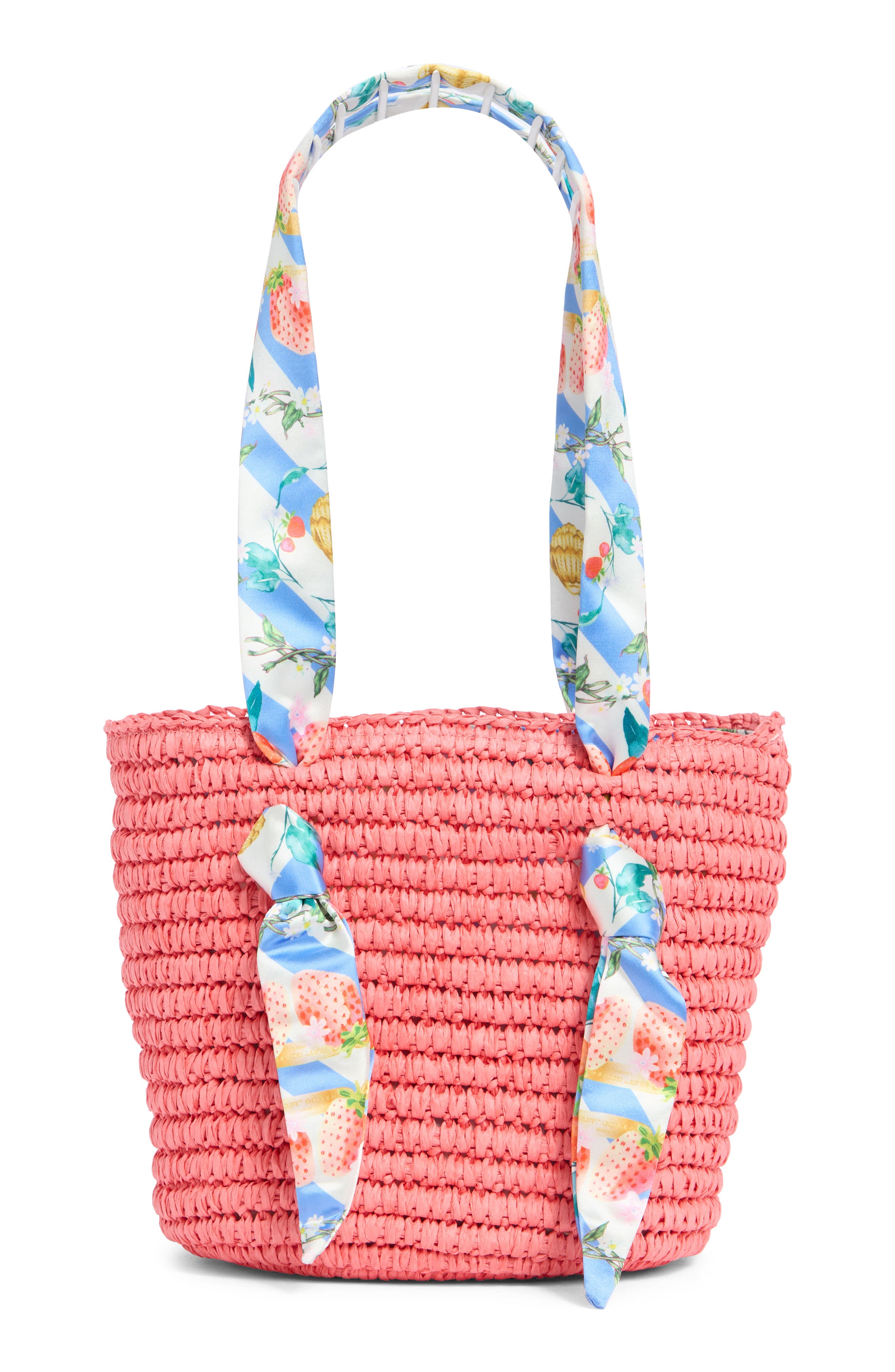 Kurt Geiger London Small Scarf Raffia Tote, Alternate, color, Open Pink