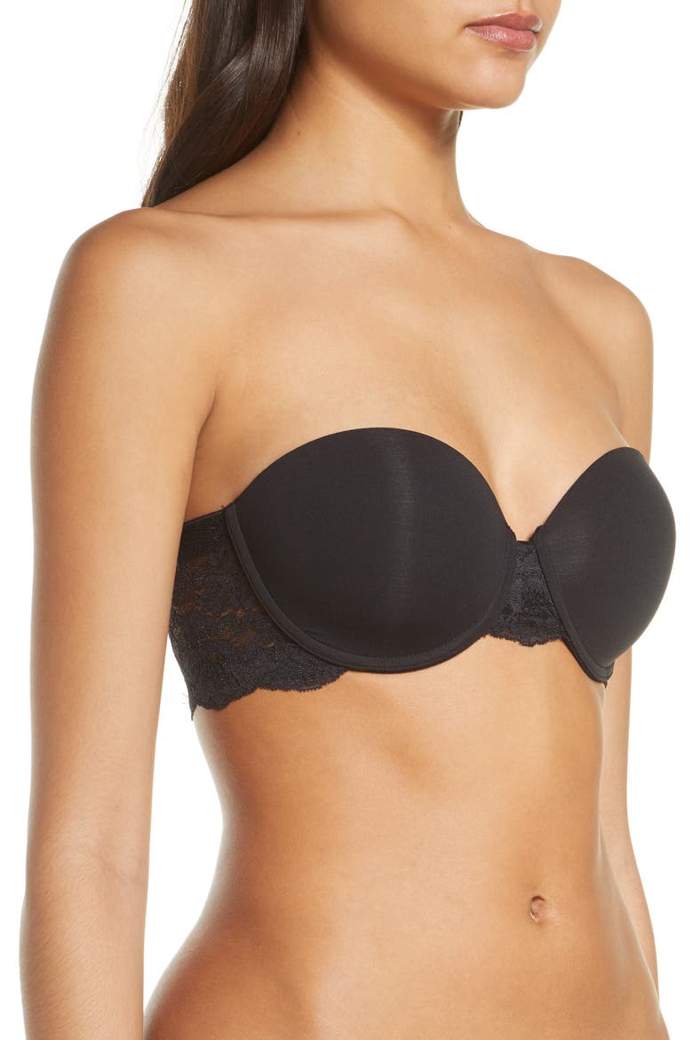 Strut Convertible Strapless Underwire Bra, Alternate, color, BLACK