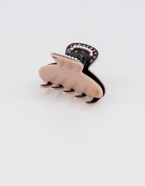 Voltaire pearls and crystals acetate hair clip