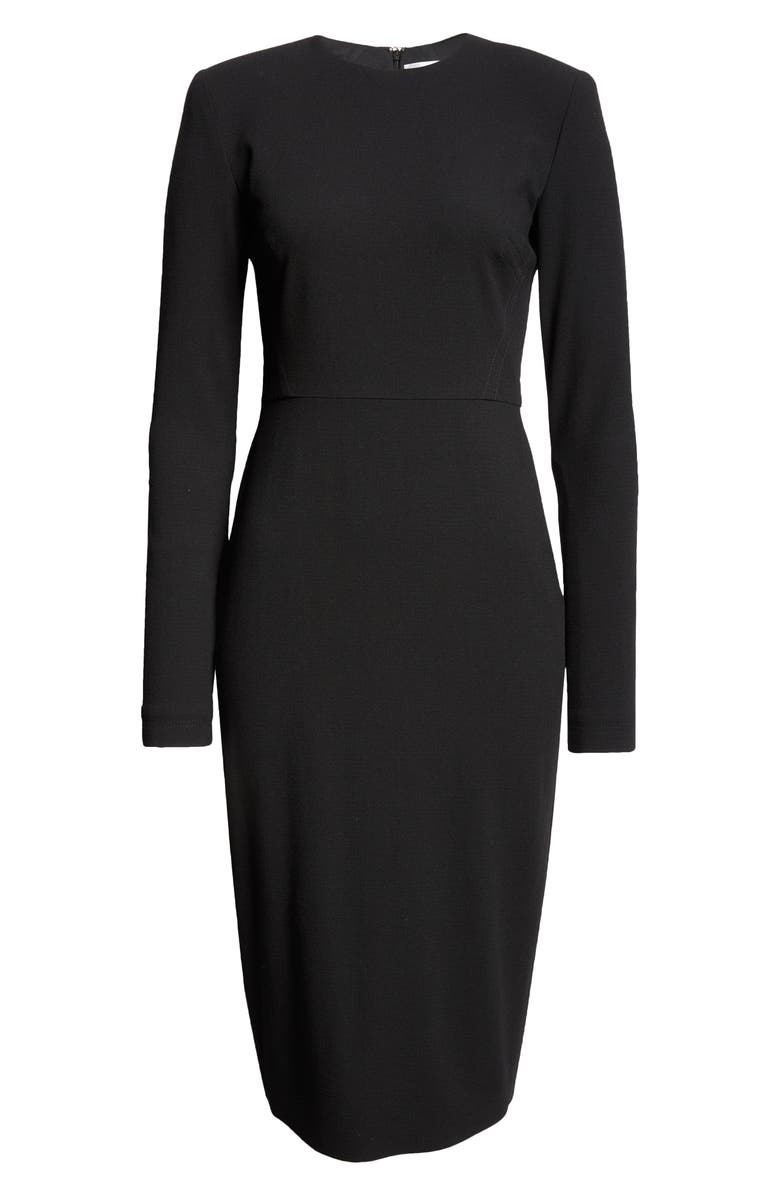 Victoria Beckham Long Sleeve Wool Blend Jersey Sheath Dress, Alternate, color,