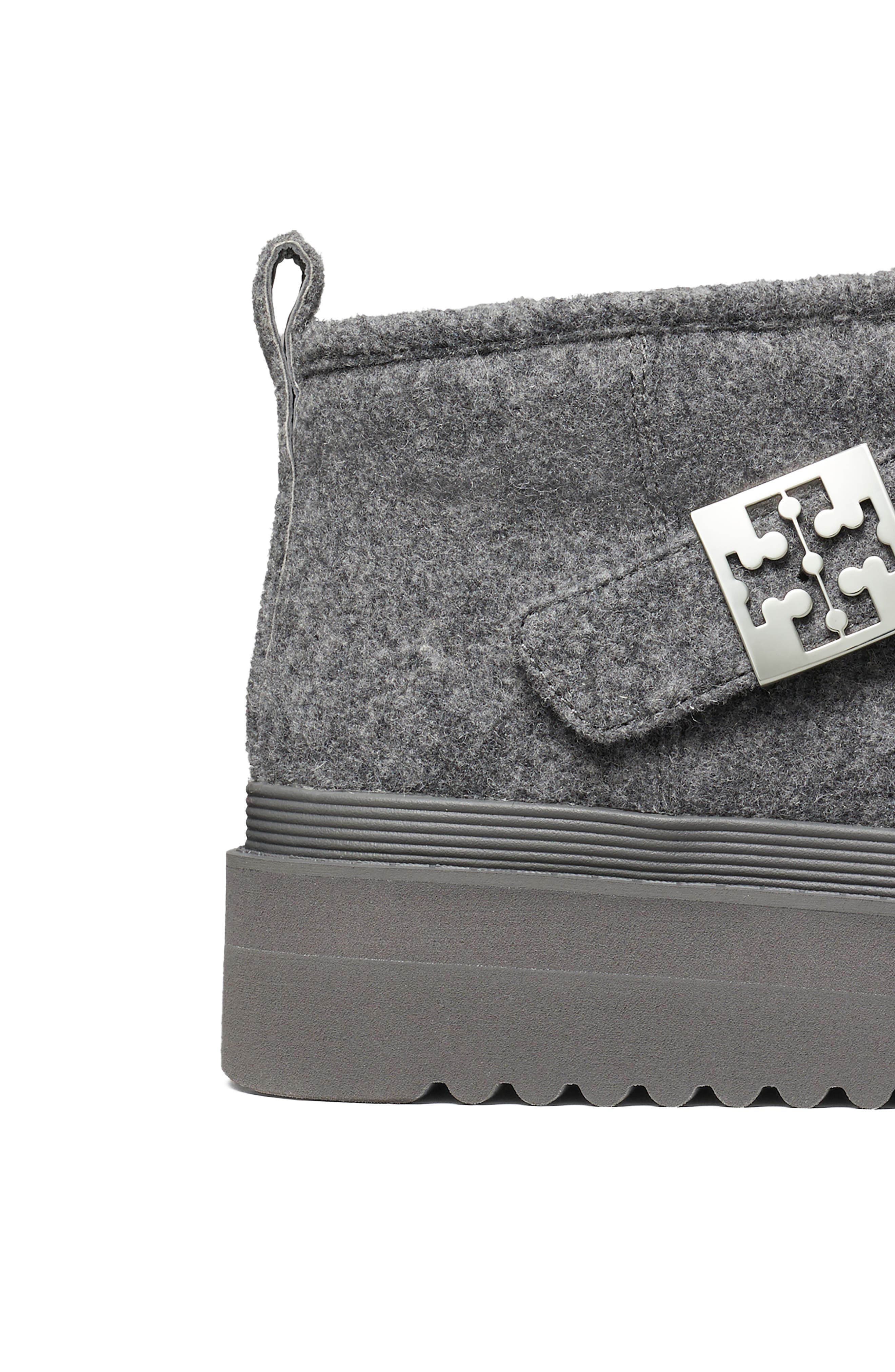 Tory Burch Mellow Genuine Shearling Lined Platform Boot, Alternate, color, Storm Cloud / Silver