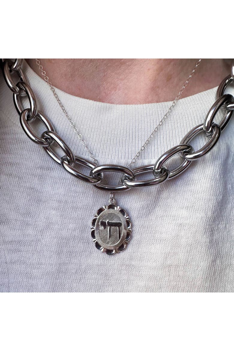 Chai Silver Charm Necklace, Alternate, color, Silver