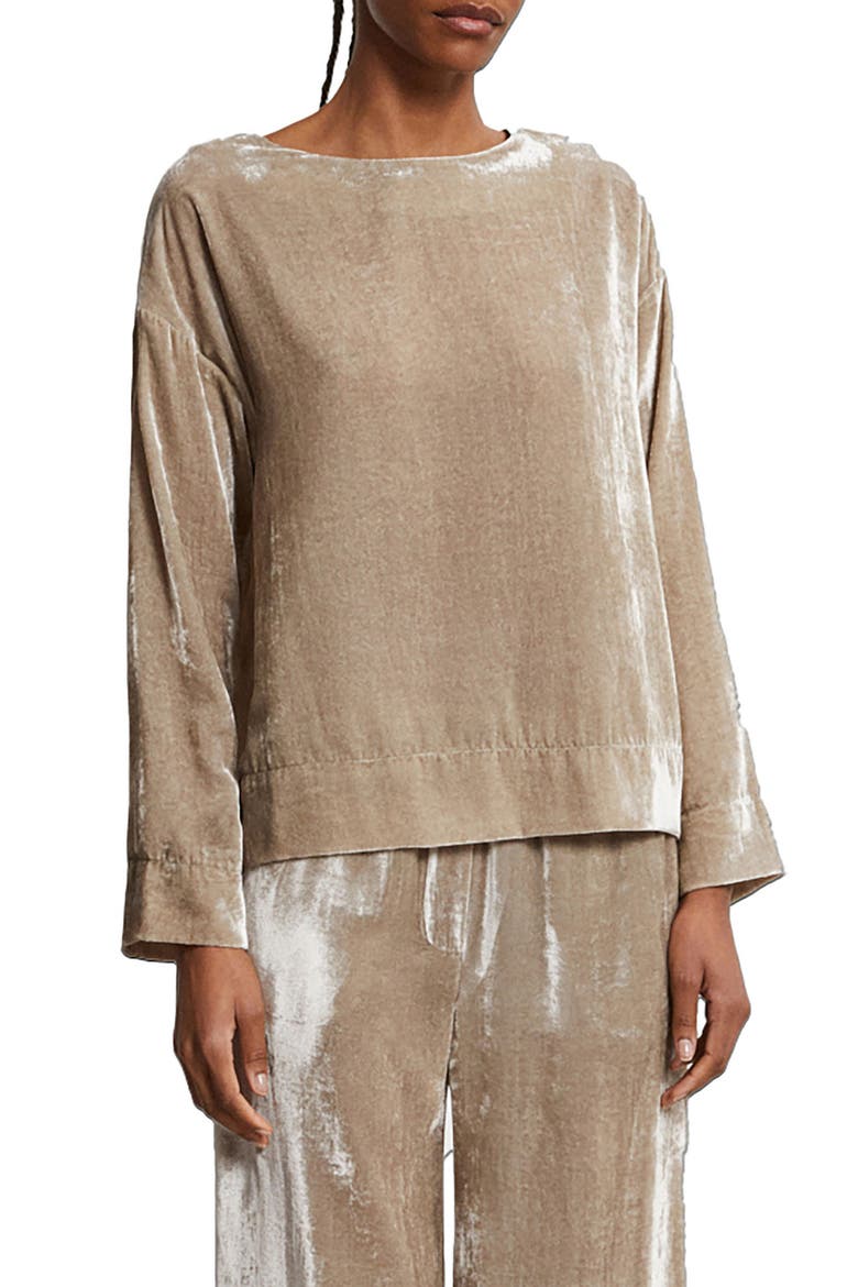 Soft Velvet Blouse, Main, color, Stone