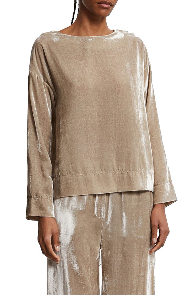 ottod'Ame Soft Velvet Blouse, Main, color, Stone