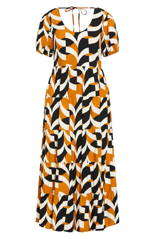 City Chic Mila Print Maxi Dress In Black