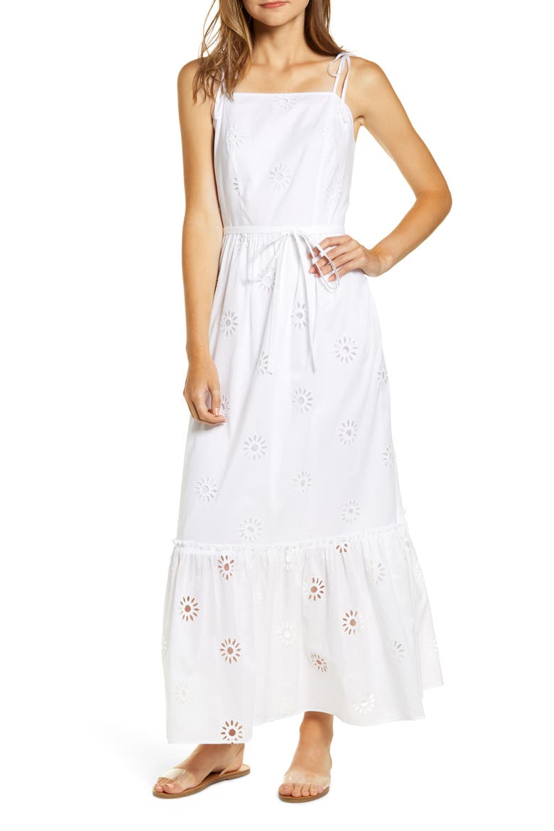 Eyelet Maxi Sundress, Main, color, WHITE