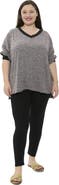 24seven Comfort Apparel Basic Curvy Two Tone V-neck Long Sleeve Top And Legging Set