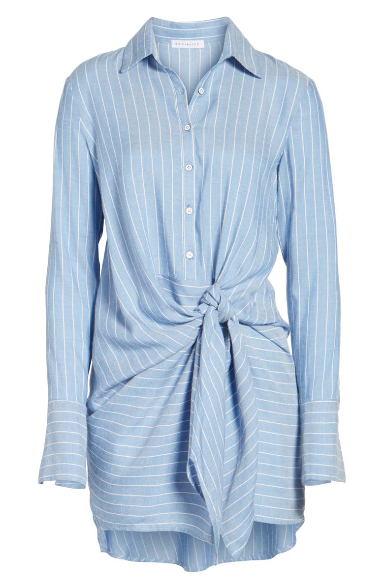 Socialite Tie Front Shirtdress, Alternate, color,
