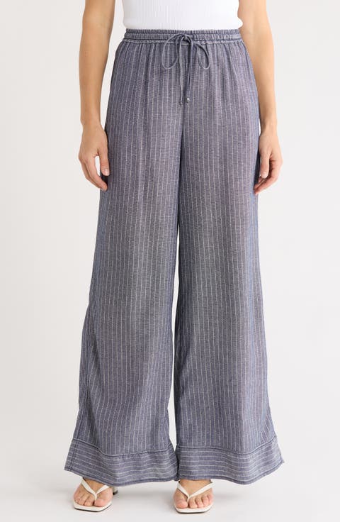 Stripe Wide Leg Pull-On Pants